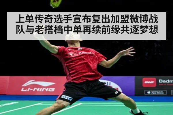 上单传奇选手宣布复出加盟微博战队与老搭档中单再续前缘共逐梦想