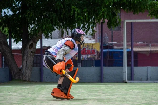 field hockey defensive action